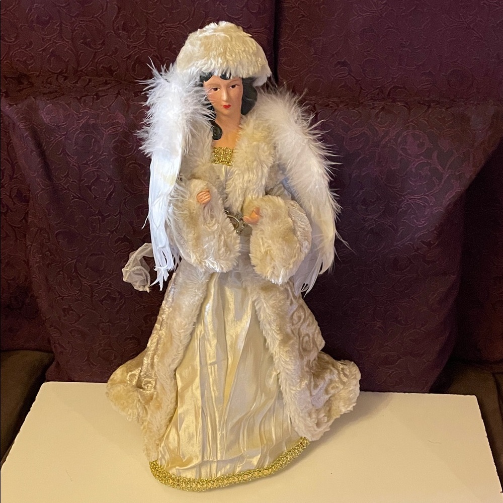 Elegant 17” Angel tree topper with Feather Details
